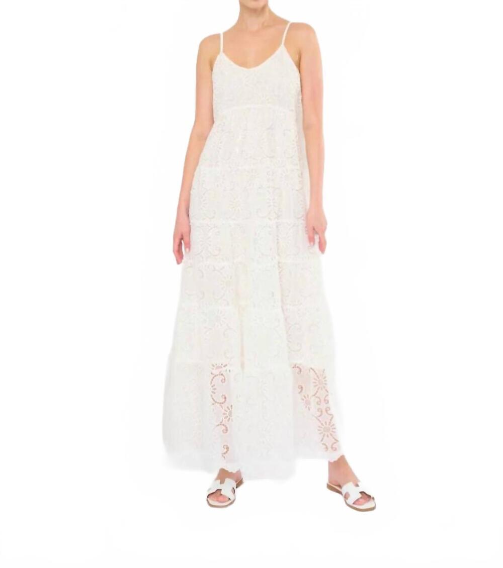 NEW FLORA BEA davie eyelet maxi dress in white